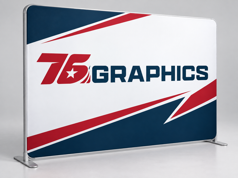 SEG Products mockup with the 76 Graphics logo in red, navy and white